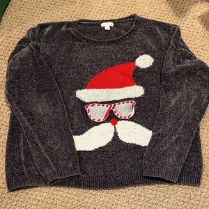 Xhilaration Santa Graphic Juniors Sweater - Black and Red